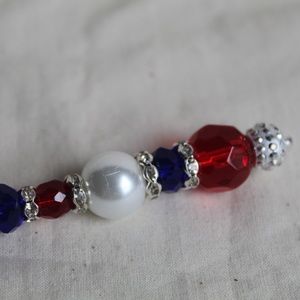 Glass Bead Patriotic Red White and Blue Hat Pin